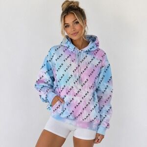 Pixar Tie Dye Logo Hoodie Small Blue Pink Pastel‎ Pullover Sweatshirt RN 120684